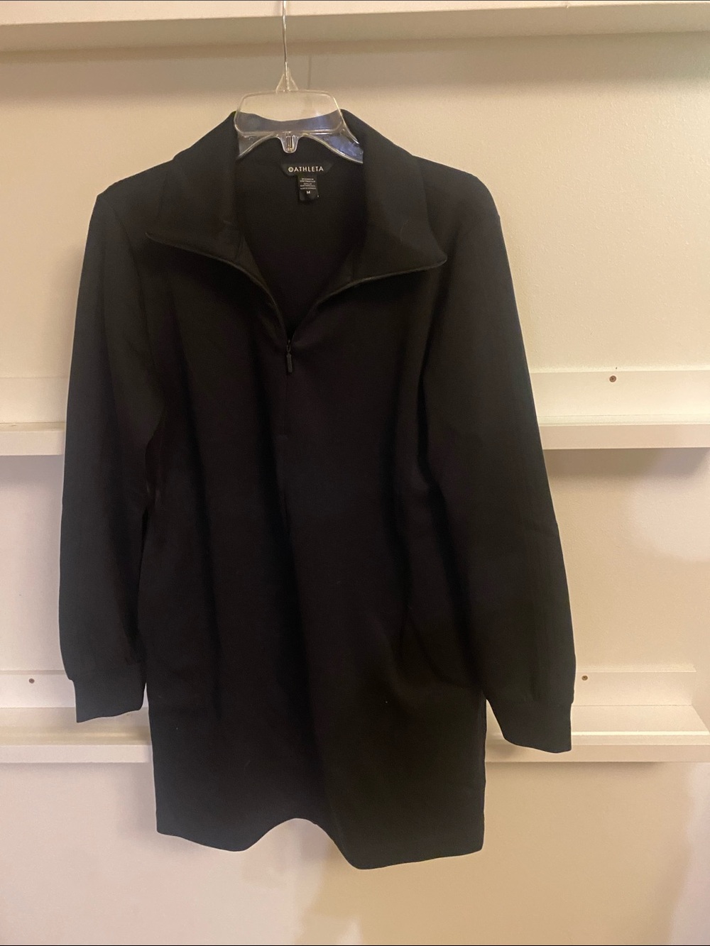 Athleta Black Long Sleeve Quarter-Zip Tunic